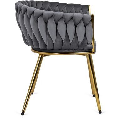 Стілець оксамитовий MEBEL ELITE CAPRI Velvet Сірий / Золотий фотографія