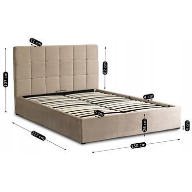 Ліжко двоспальне оксамитове MEBEL ELITE PANAMA Velvet 140x200 см Бежевий фотографія