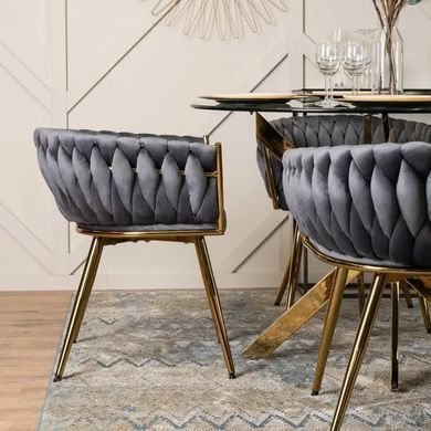 Стілець оксамитовий MEBEL ELITE CAPRI Velvet Сірий / Золотий фотографія