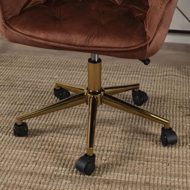 Стілець офісний поворотний оксамитовий MEBEL ELITE MILAN Velvet, Червоний / Золотий фотографія