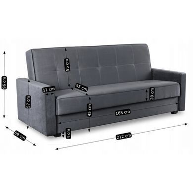 Набор из 2х раскладных диванов MEBEL ELITE ALUNA 212 см Серый фотография