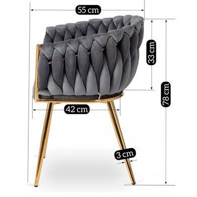Стул бархатный MEBEL ELITE CAPI Velvet Серый / Золотой фотография