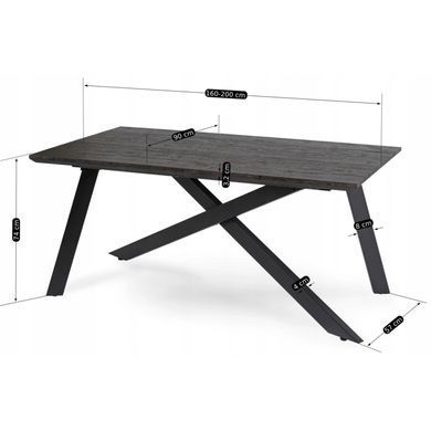 Стіл розкладний MEBEL ELITE HAMILTON 160(200)х90 Чорний фотографія