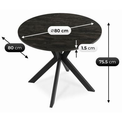 Стол MEBEL ELITE LAUREN 80X80 Черный фотография