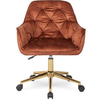 Стілець офісний поворотний оксамитовий MEBEL ELITE MILAN Velvet, Червоний / Золотий фотографія