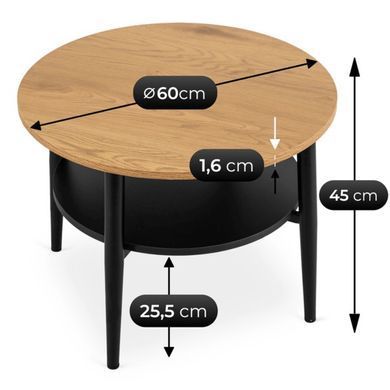 Журнальний столик MEBEL ELITE PAULO 60x60 Дуб/чорний фотографія