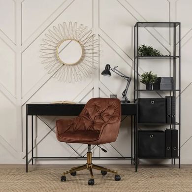 Стілець офісний поворотний оксамитовий MEBEL ELITE MILAN Velvet, Червоний / Золотий фотографія