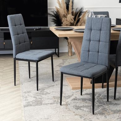 Комплект стіл розкладний MEBEL ELITE CLARK 120(160)х80 см Дуб артизан/чорний +4 стільці TEX Темно сірий фотографія