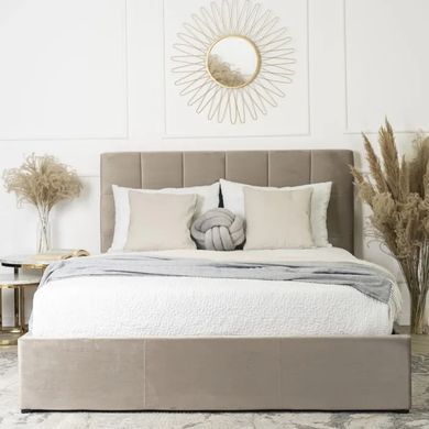 Ліжко двоспальне оксамитове MEBEL ELITE PANAMA Velvet 140x200 см Бежевий фотографія