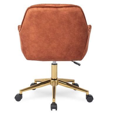 Стілець офісний поворотний оксамитовий MEBEL ELITE MILAN Velvet, Червоний / Золотий фотографія