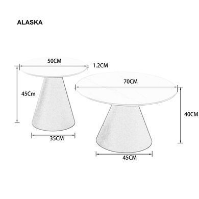 Комплект журнальних столиків ALASKA Intarsio 70x70 Сірий Глянець Ефект Мармуру / Чорний фотографія