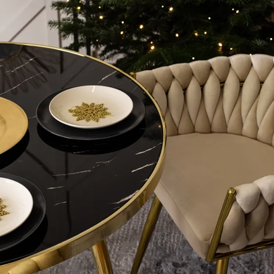 Стул поворотный бархатный MEBEL ELITE RUBI Velvet Кремовый фотография