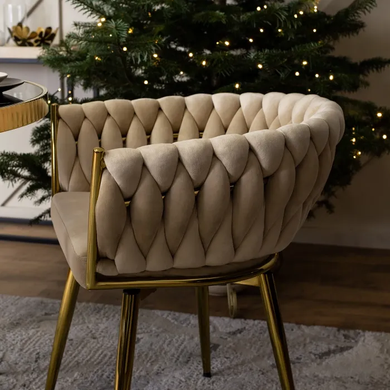 Стул поворотный бархатный MEBEL ELITE RUBI Velvet Кремовый фотография