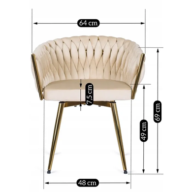 Стул поворотный бархатный MEBEL ELITE RUBI Velvet Кремовый фотография
