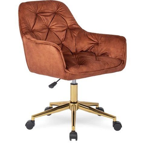 Стілець офісний поворотний оксамитовий MEBEL ELITE MILAN Velvet, Червоний / Золотий фотографія