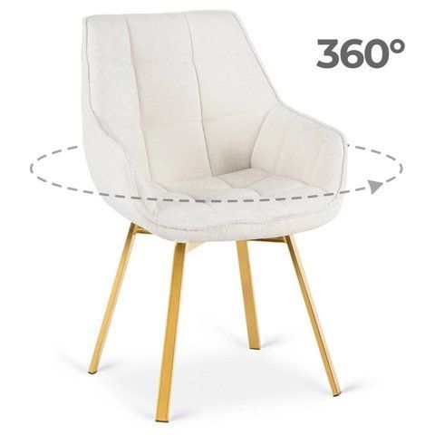 Стул поворотный MEBEL ELITE MIA Кремовый Букле фотография