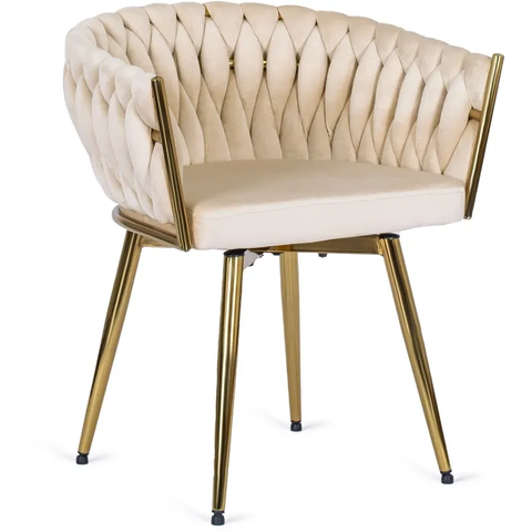Стул поворотный бархатный MEBEL ELITE RUBI Velvet Кремовый фотография