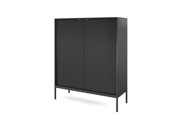 Комод высокий Perfect Home Новая/Nova 2-дверный с черными ножками K104 Черный фотография