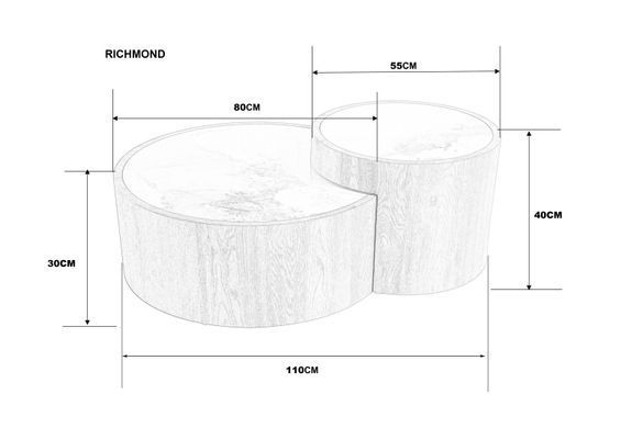 Журнальный столик RICHMOND Intarsio 110x80 белый эф.мрамора/дуб фотография