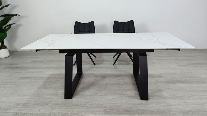 Стіл розкладний BERNARD CERAMIC Intarsio 140(200)*90 білий мат/чорний фотографія