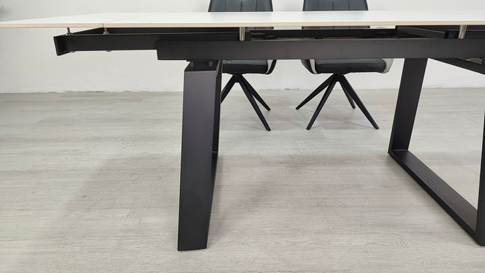 Стіл розкладний BERNARD CERAMIC Intarsio 140(200)*90 білий мат/чорний фотографія