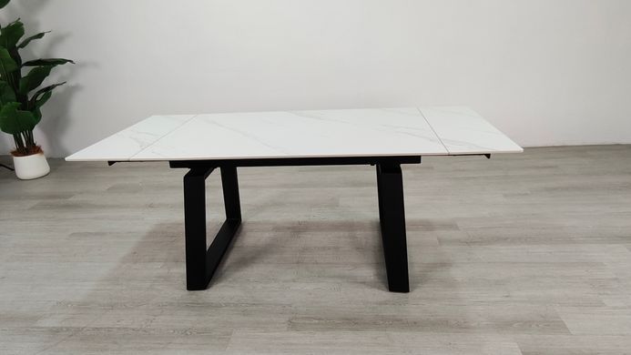 Стіл розкладний BERNARD CERAMIC Intarsio 140(200)*90 білий мат/чорний фотографія