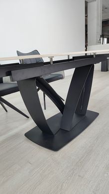 Раскладной стол TYLER CERAMIC Intarsio 160(240)*90 белый мат/черный фотография