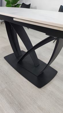 Раскладной стол TYLER CERAMIC Intarsio 160(240)*90 белый мат/черный фотография