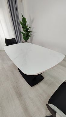 Раскладной стол TYLER CERAMIC Intarsio 160(240)*90 белый мат/черный фотография