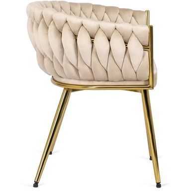 Стул бархатный MEBEL ELITE CAPRI Velvet Кремовый / Золотой фотография