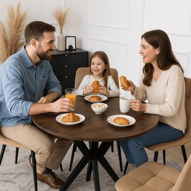 Стіл MEBEL ELITE LAUREN 80X80 Дуб рустик/ чорний фотографія