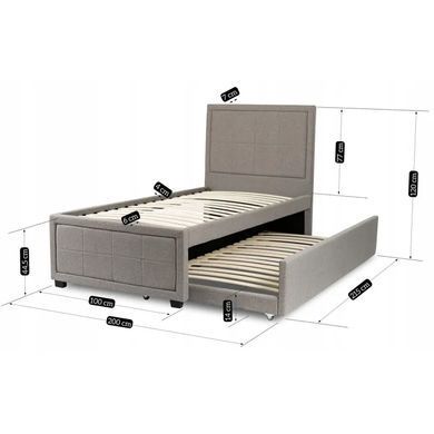 Кровать односпальная бархатная MEBEL ELITE ELIF Velvet 90x200 см с дополнительным спальным местом Серый фотография