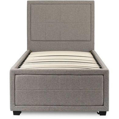 Кровать односпальная бархатная MEBEL ELITE ELIF Velvet 90x200 см с дополнительным спальным местом Серый фотография