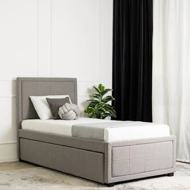 Кровать односпальная бархатная MEBEL ELITE ELIF Velvet 90x200 см с дополнительным спальным местом Серый фотография