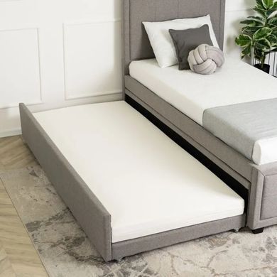 Кровать односпальная бархатная MEBEL ELITE ELIF Velvet 90x200 см с дополнительным спальным местом Серый фотография