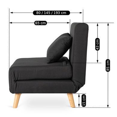 Крісло розкладне MEBEL ELITE MARRY тканина Чорний фотографія