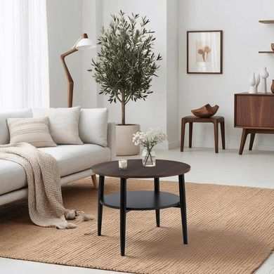 Журнальний столик MEBEL ELITE PAULO 60x60 Горіх/чорний фотографія