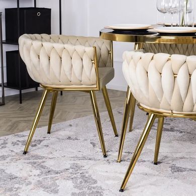 Стул бархатный MEBEL ELITE CAPRI Velvet Кремовый / Золотой фотография