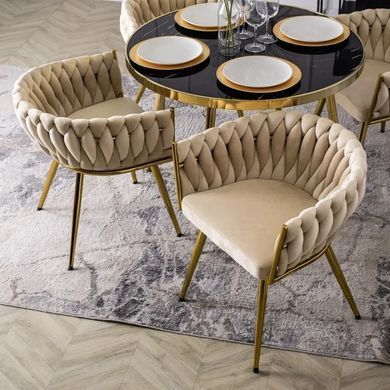 Стул бархатный MEBEL ELITE CAPRI Velvet Кремовый / Золотой фотография