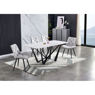 Стол DALI CERAMIC Intarsio 180х90 Белый Эффект Мрамора фотография