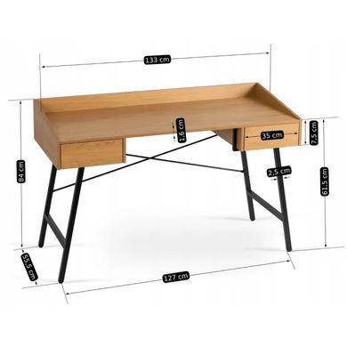 Письмовий стіл MEBEL ELITE ICE 133 см Золотий дуб / Чорний фотографія