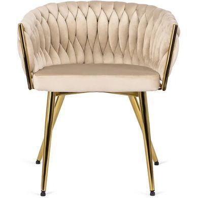 Стул бархатный MEBEL ELITE CAPRI Velvet Кремовый / Золотой фотография