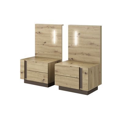 Тумби приліжкові з підсвіткою Perfect Home Арко / Arco з 4 шухлядами 2S/60 Дуб артизан/графіт фотографія