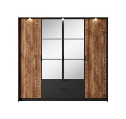 Шафа для одягу Perfect Home Мілтон / Milton 4-дверна з дзеркалом 4D2S/220 Каштан/антрацит фотографія