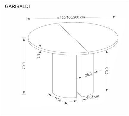 Стол обеденный GARIBALDI Halmar 120(200)x120 натуральный дуб фотография