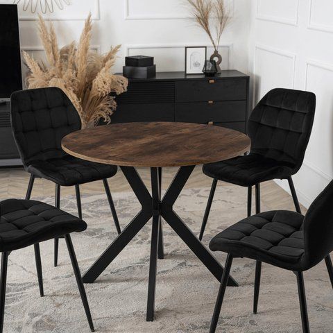 Стол MEBEL ELITE LAUREN 80X80 Дуб рустик/ черный фотография