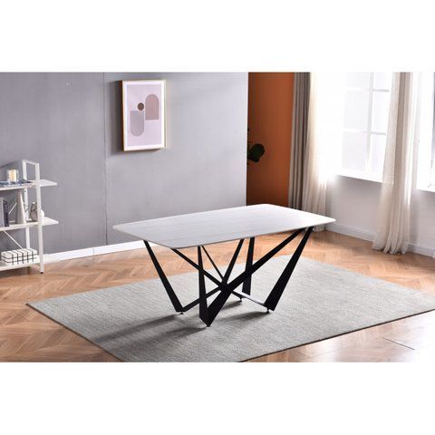 Стіл DALI CERAMIC Intarsio 180х90 Білий Ефект Мармуру фотографія