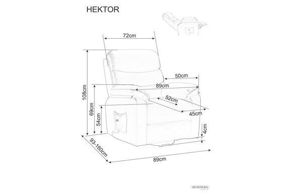 Крісло розкладне HEKTOR M Signal Сірий фотографія