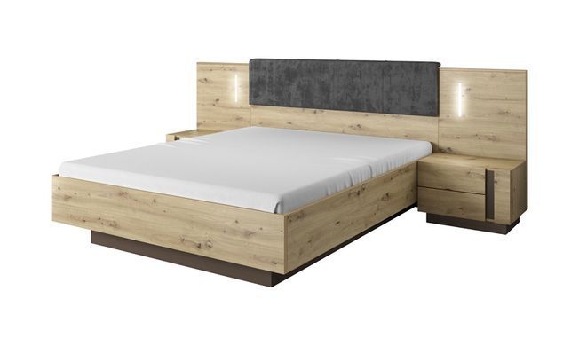 Тумби приліжкові з підсвіткою Perfect Home Арко / Arco з 4 шухлядами 2S/60 Дуб артизан/графіт фотографія