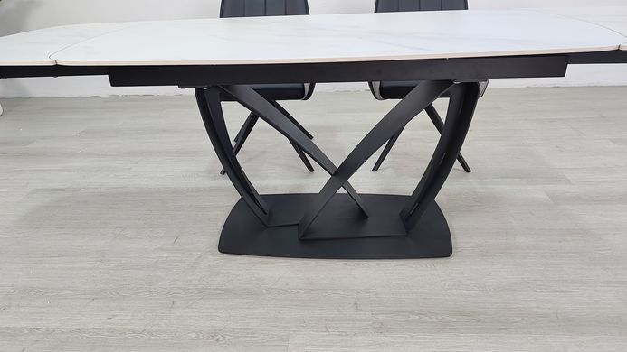 Раскладной стол TYLER CERAMIC Intarsio 160(240)*90 белый мат/черный фотография